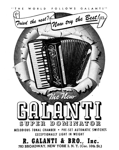An ad for the Galanti accordion